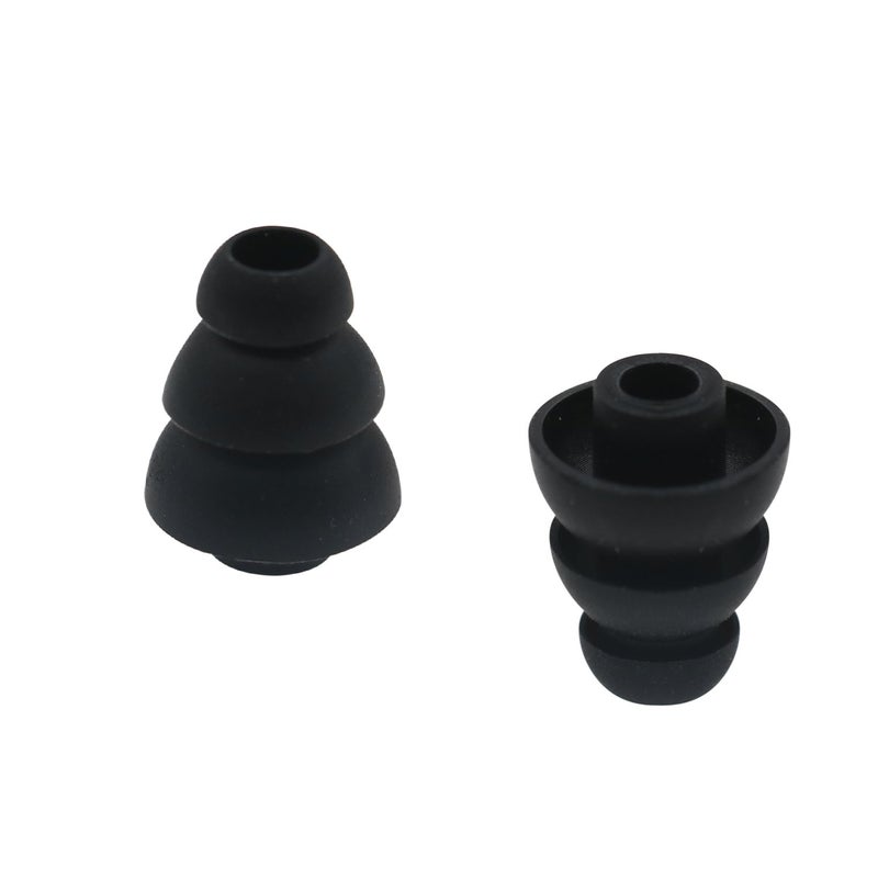 ALXCD Triple Flange Ear Tip, 6 Pairs S/M/L Size Triple Three Flange Noise Isolation Silicone Earbuds Tips with 4mm Connector Hole, Fit for Most in Ear Earphone (Black)[S/M/L] - Image 3